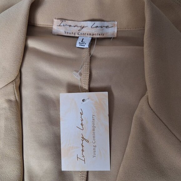 Ivory Love Women's Jacket Tan Solid Large Business Office Work - Picture 4 of 6